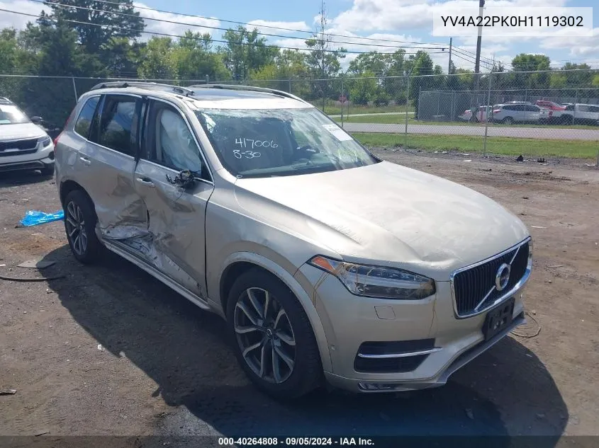 2017 Volvo Xc90 T6 VIN: YV4A22PK0H1119302 Lot: 40264808