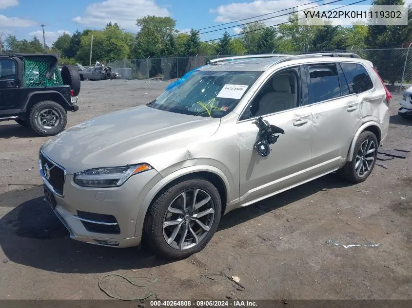 YV4A22PK0H1119302 2017 Volvo Xc90 T6