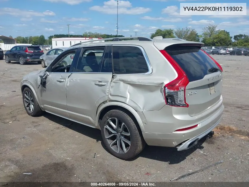 YV4A22PK0H1119302 2017 Volvo Xc90 T6