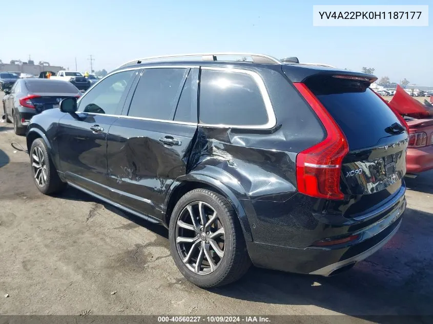 2017 Volvo Xc90 T6 VIN: YV4A22PK0H1187177 Lot: 40560227