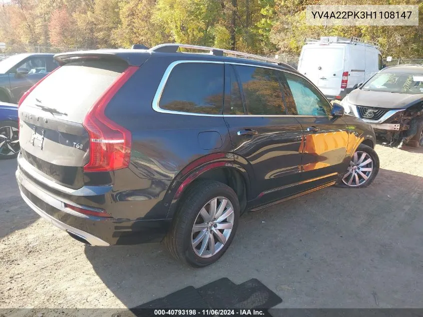 2017 Volvo Xc90 T6 Momentum VIN: YV4A22PK3H1108147 Lot: 40793198