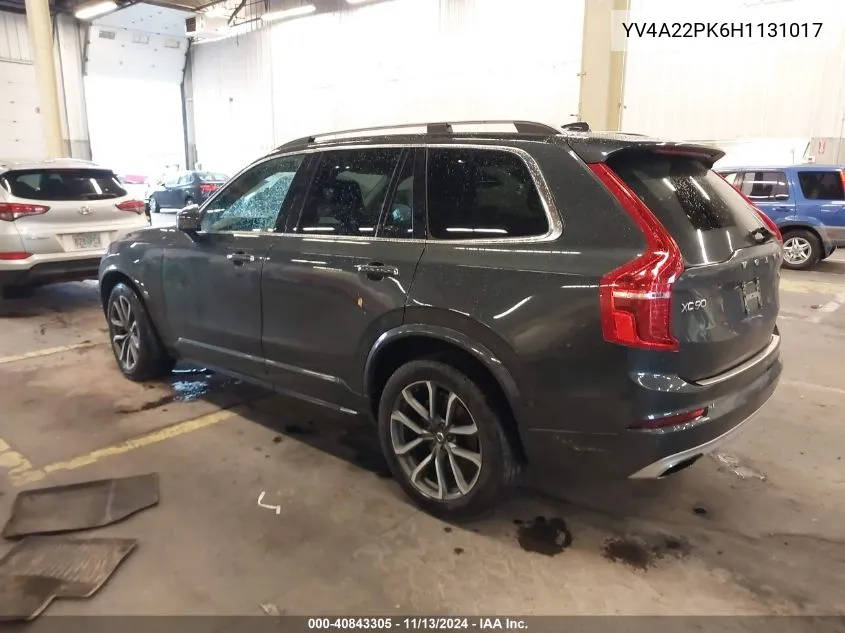 2017 Volvo Xc90 T6 Momentum VIN: YV4A22PK6H1131017 Lot: 40843305