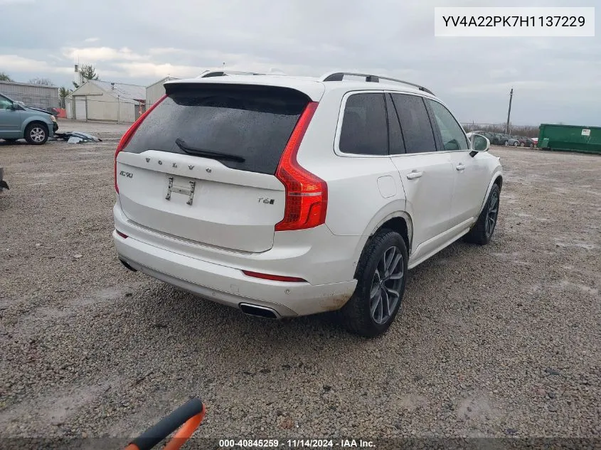 2017 Volvo Xc90 T6 Momentum VIN: YV4A22PK7H1137229 Lot: 40845259