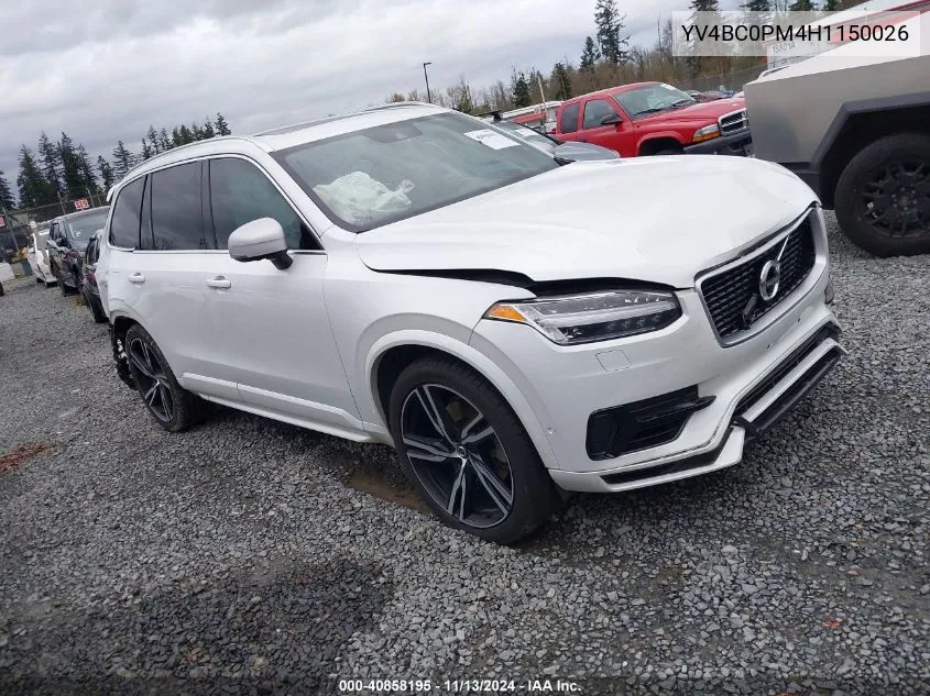 2017 Volvo Xc90 Hybrid T8 R-Design VIN: YV4BC0PM4H1150026 Lot: 40858195