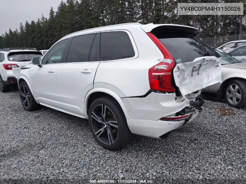 2017 Volvo Xc90 Hybrid T8 R-Design VIN: YV4BC0PM4H1150026 Lot: 40858195