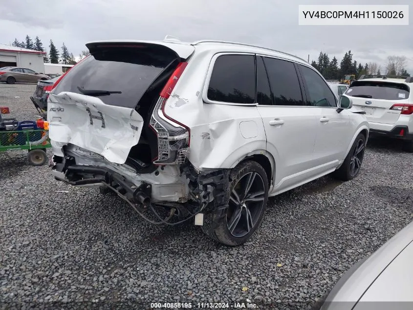 2017 Volvo Xc90 Hybrid T8 R-Design VIN: YV4BC0PM4H1150026 Lot: 40858195