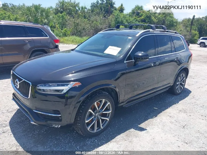 2018 Volvo Xc90 T6 Momentum VIN: YV4A22PKXJ1190111 Lot: 40106054