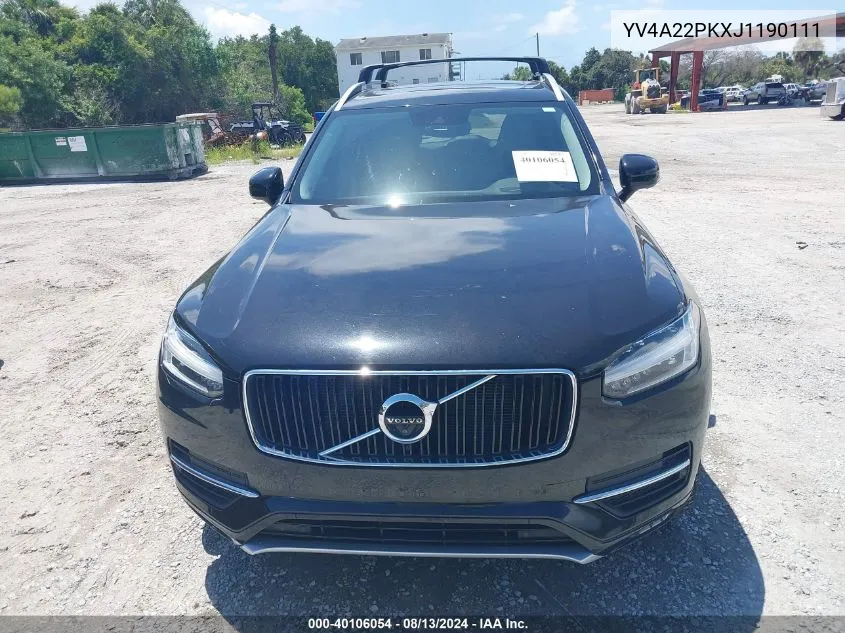 2018 Volvo Xc90 T6 Momentum VIN: YV4A22PKXJ1190111 Lot: 40106054