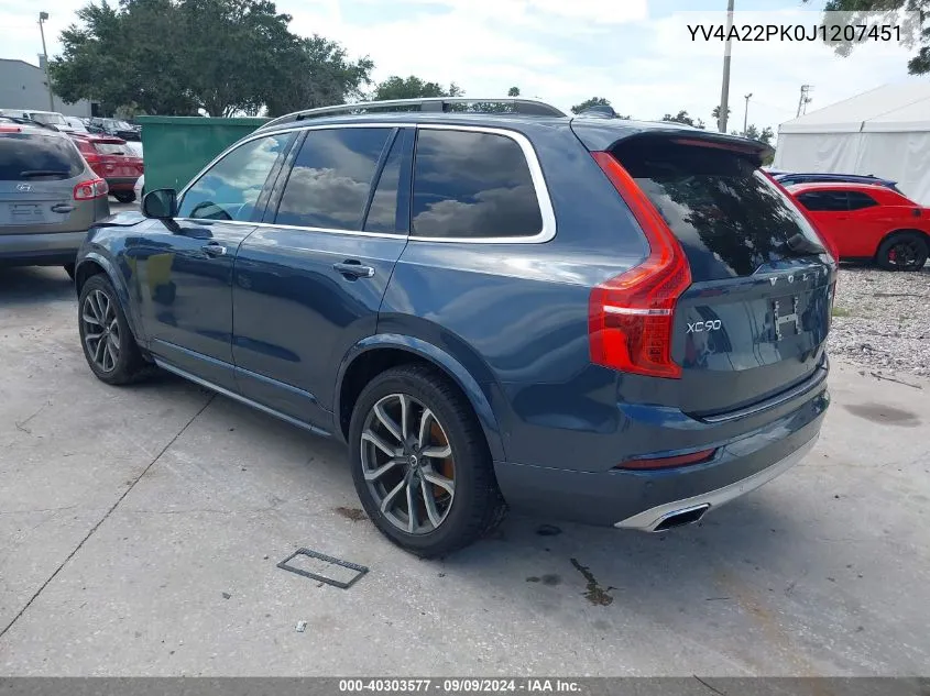 2018 Volvo Xc90 T6 Momentum VIN: YV4A22PK0J1207451 Lot: 40303577