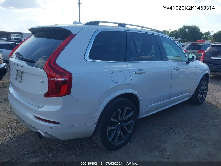 2019 Volvo Xc90 T5 Momentum VIN: YV4102CK2K1463314 Lot: 39802145