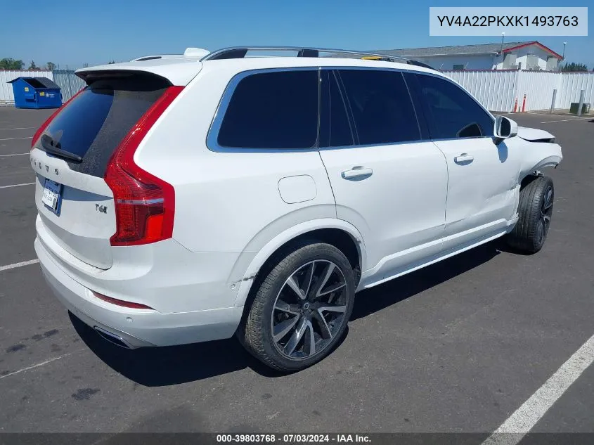 2019 Volvo Xc90 T6 Momentum VIN: YV4A22PKXK1493763 Lot: 39803768