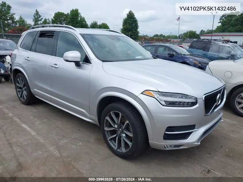 2019 Volvo Xc90 T5 Momentum VIN: YV4102PK5K1432486 Lot: 39963828