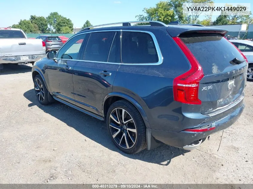 2019 Volvo Xc90 T6 Momentum VIN: YV4A22PK4K1449029 Lot: 40313279