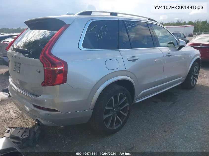 2019 Volvo Xc90 T5 Momentum VIN: YV4102PKXK1491503 Lot: 40471511