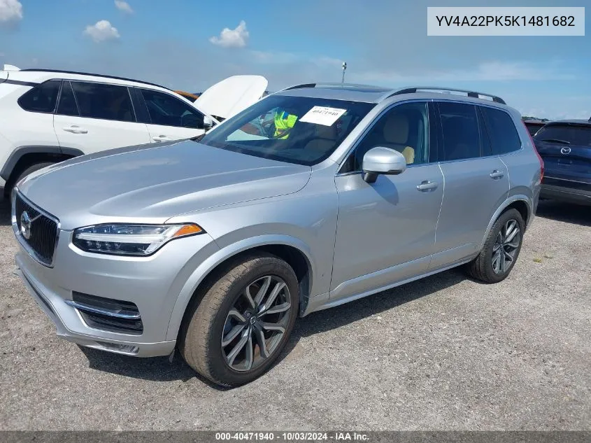 2019 Volvo Xc90 T6 Momentum VIN: YV4A22PK5K1481682 Lot: 40471940