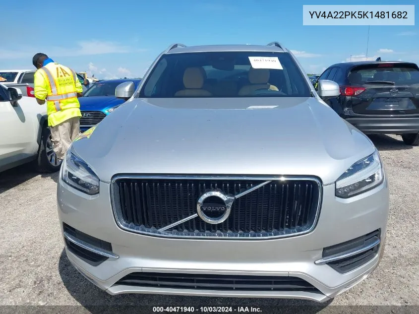 2019 Volvo Xc90 T6 Momentum VIN: YV4A22PK5K1481682 Lot: 40471940