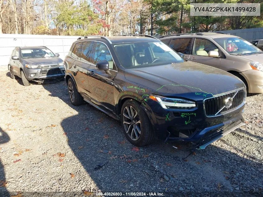 2019 Volvo Xc90 T6 Momentum VIN: YV4A22PK4K1499428 Lot: 40826803