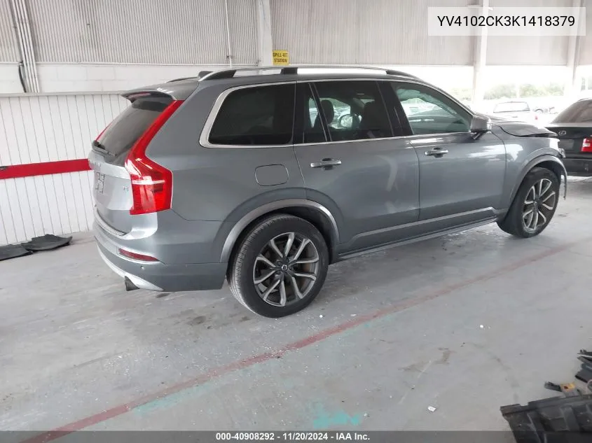 2019 Volvo Xc90 T5 Momentum VIN: YV4102CK3K1418379 Lot: 40908292