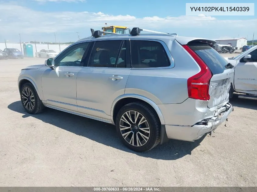 2020 Volvo Xc90 T5 Momentum 7 Passenger VIN: YV4102PK4L1540339 Lot: 39760633