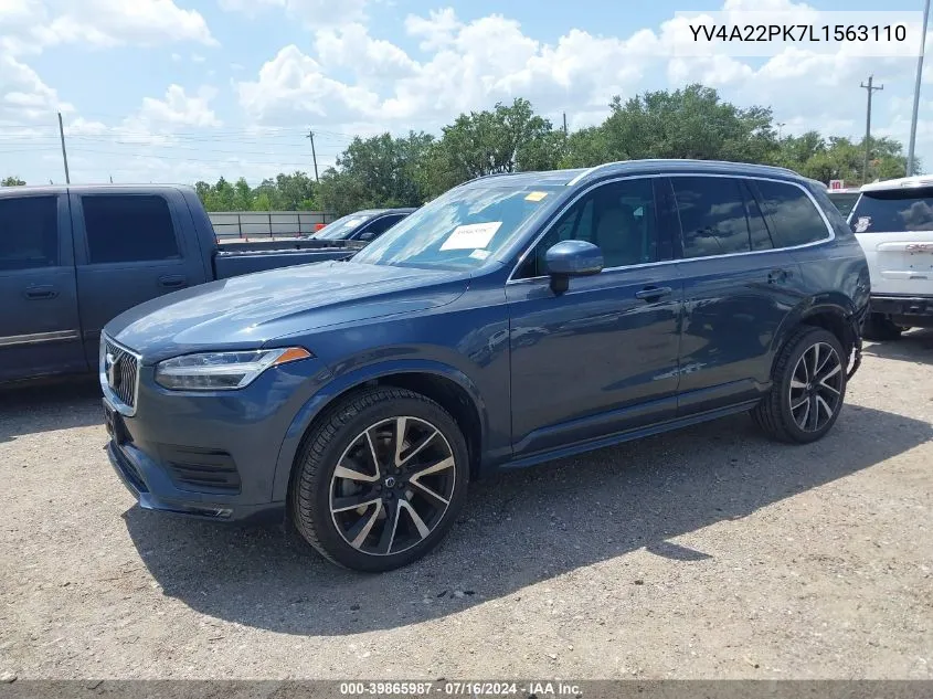 2020 Volvo Xc90 T6 Momentum 7 Passenger VIN: YV4A22PK7L1563110 Lot: 39865987