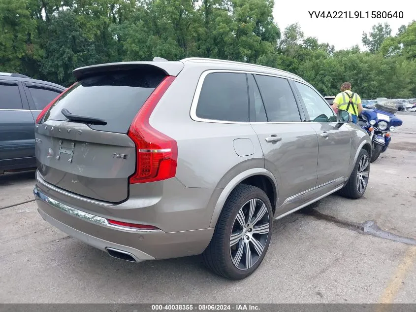 2020 Volvo Xc90 T6 Inscription 6 Passenger VIN: YV4A221L9L1580640 Lot: 40038355