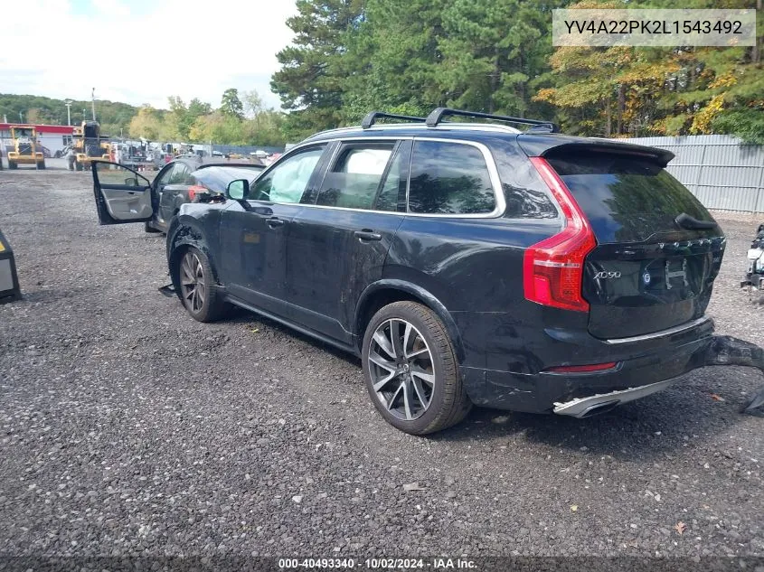 2020 Volvo Xc90 T6 Momentum 7 Passenger VIN: YV4A22PK2L1543492 Lot: 40493340