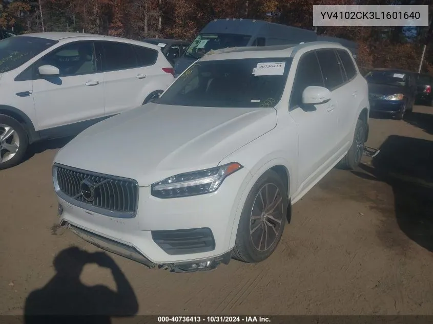 2020 Volvo Xc90 T5 Momentum 7 Passenger VIN: YV4102CK3L1601640 Lot: 40736413