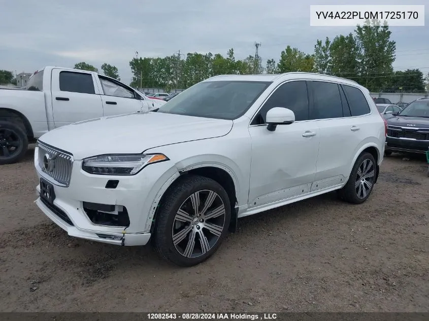 2021 Volvo Xc90 T6 Inscription VIN: YV4A22PL0M1725170 Lot: 12082543