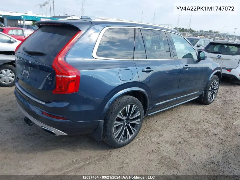 2021 Volvo Xc90 VIN: YV4A22PK1M1747072 Lot: 12097434