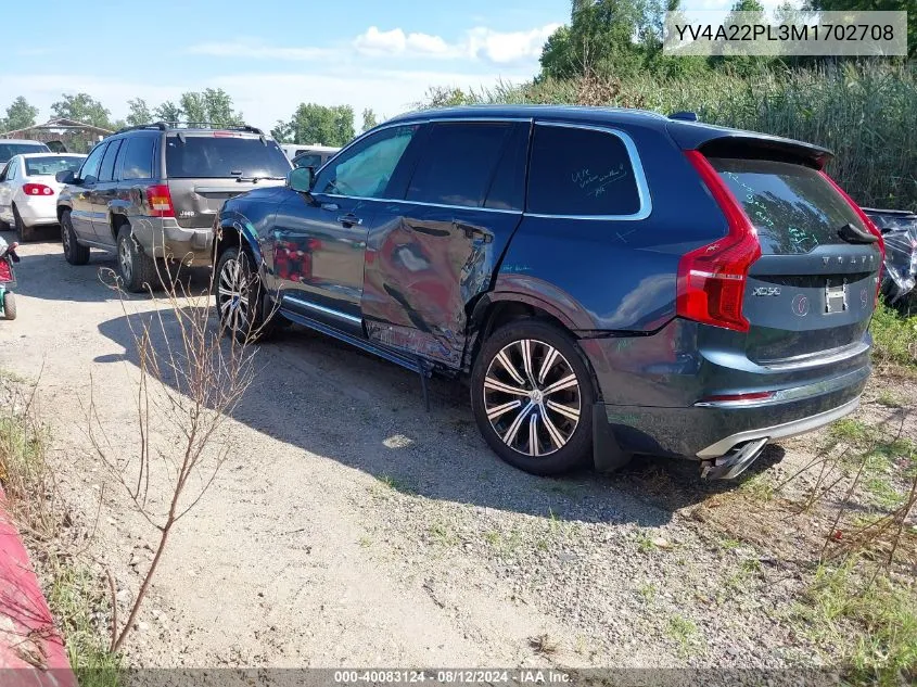 2021 Volvo Xc90 T6 Inscription 7 Passenger VIN: YV4A22PL3M1702708 Lot: 40083124