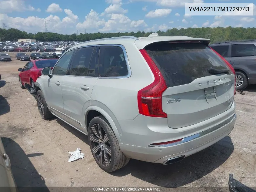 2021 Volvo Xc90 T6 Inscription 6 Passenger VIN: YV4A221L7M1729743 Lot: 40217519