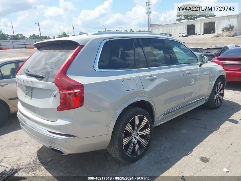 2021 Volvo Xc90 T6 Inscription 6 Passenger VIN: YV4A221L7M1729743 Lot: 40217519