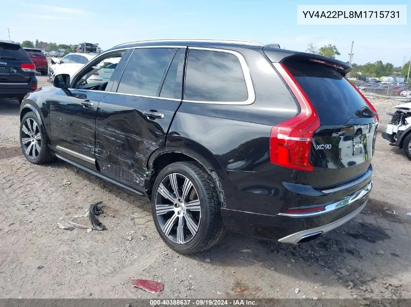 2021 Volvo Xc90 T6 Inscription 7 Passenger VIN: YV4A22PL8M1715731 Lot: 40388637