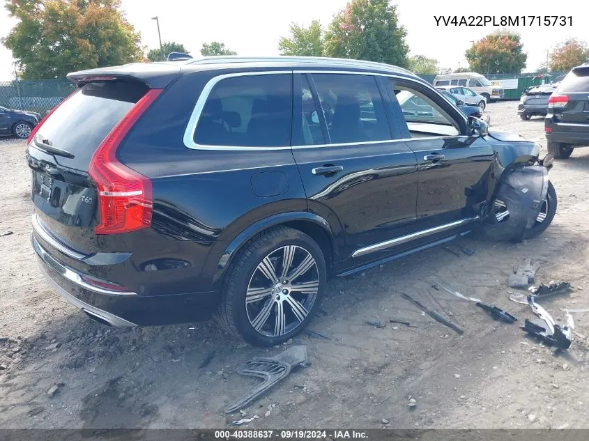 2021 Volvo Xc90 T6 Inscription 7 Passenger VIN: YV4A22PL8M1715731 Lot: 40388637