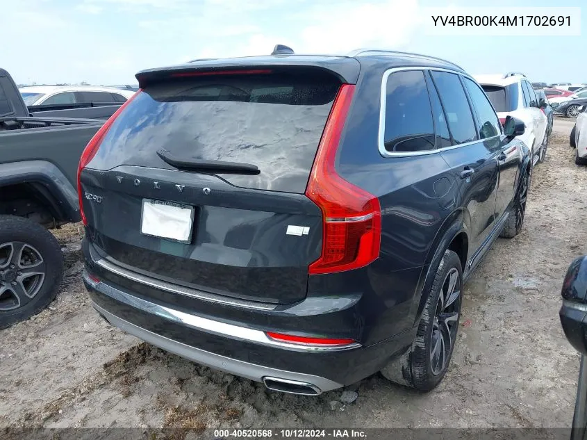 2021 Volvo Xc90 Recharge Plug-In Hybrid T8 Inscription Expression 6 Passenger VIN: YV4BR00K4M1702691 Lot: 40520568