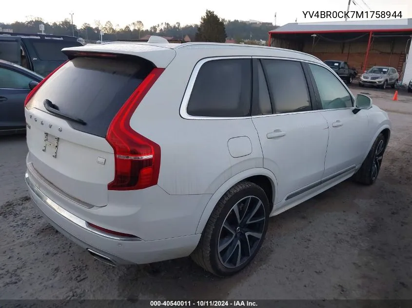 2021 Volvo Xc90 Recharge Plug-In Hybrid T8 Inscription Expression 7 Passenger VIN: YV4BR0CK7M1758944 Lot: 40540011