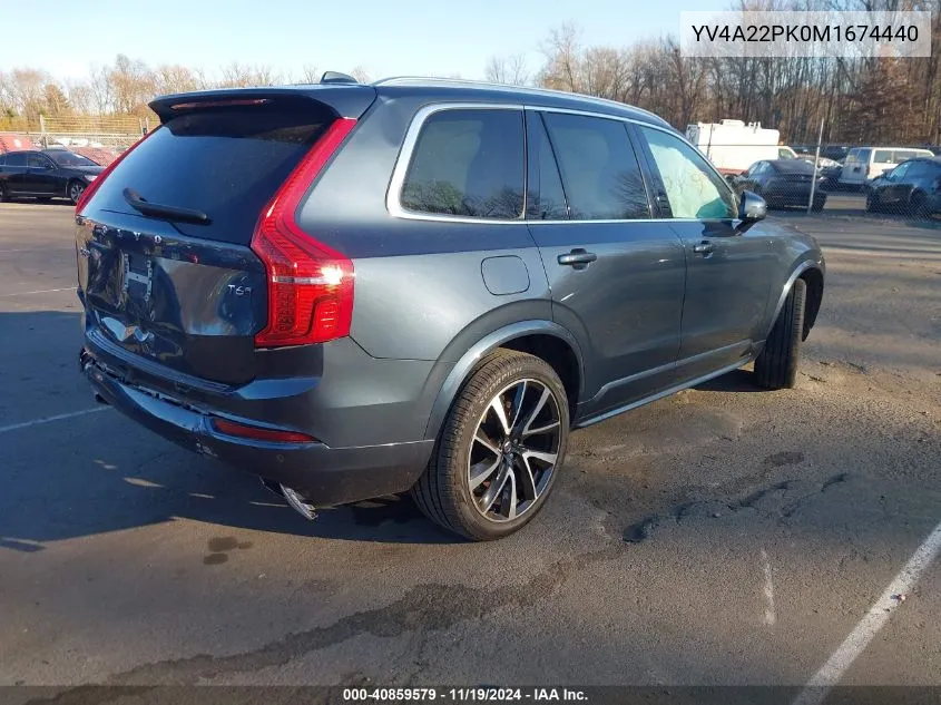 2021 Volvo Xc90 T6 Momentum 7 Passenger VIN: YV4A22PK0M1674440 Lot: 40859579