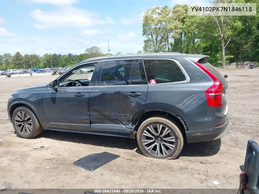 2022 Volvo Xc90 T5 Momentum 7 Passenger VIN: YV4102PK7N1846115 Lot: 39431440