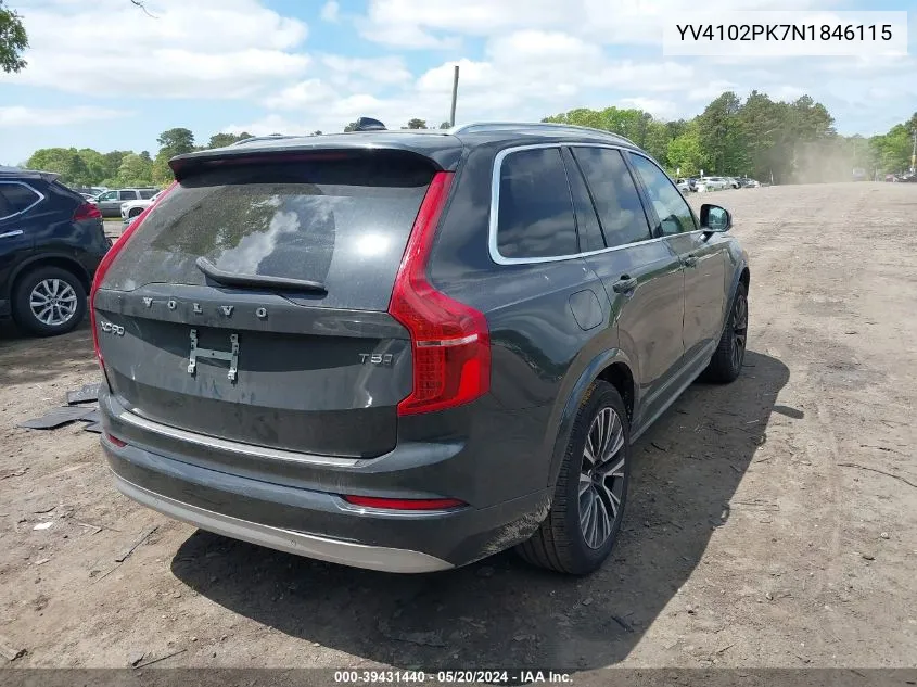 YV4102PK7N1846115 2022 Volvo Xc90 T5 Momentum 7 Passenger