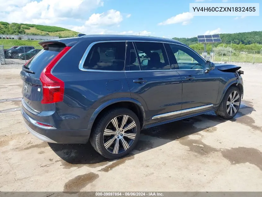 2022 Volvo Xc90 Recharge Plug-In Hybrid T8 Inscription Expression Extended Range 6P/T8 Inscription Expression Extended Range 7P VIN: YV4H60CZXN1832455 Lot: 39597854