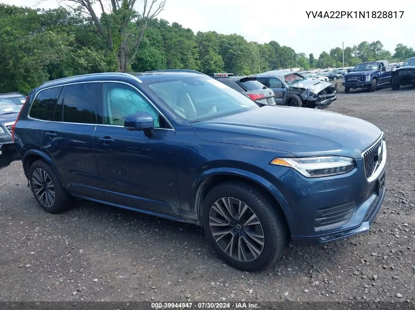 2022 Volvo Xc90 T6 Momentum 7 Passenger VIN: YV4A22PK1N1828817 Lot: 39944947