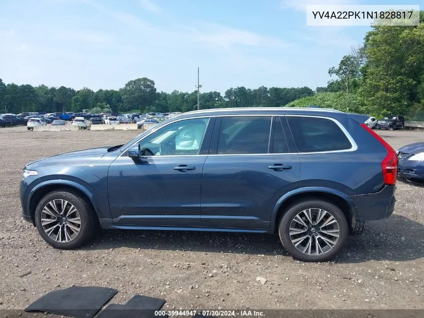 2022 Volvo Xc90 T6 Momentum 7 Passenger VIN: YV4A22PK1N1828817 Lot: 39944947