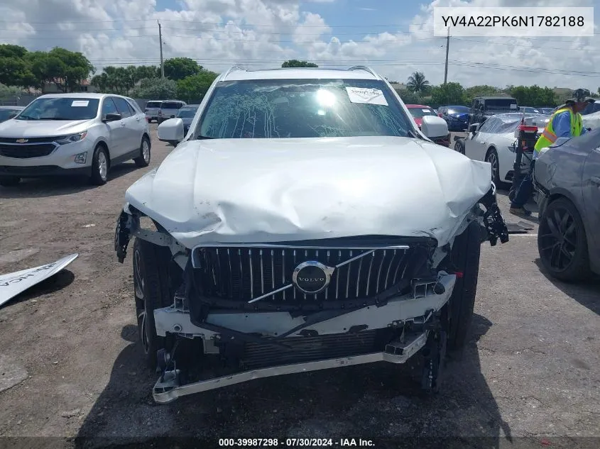 2022 Volvo Xc90 T6 Momentum 7 Passenger VIN: YV4A22PK6N1782188 Lot: 39987298