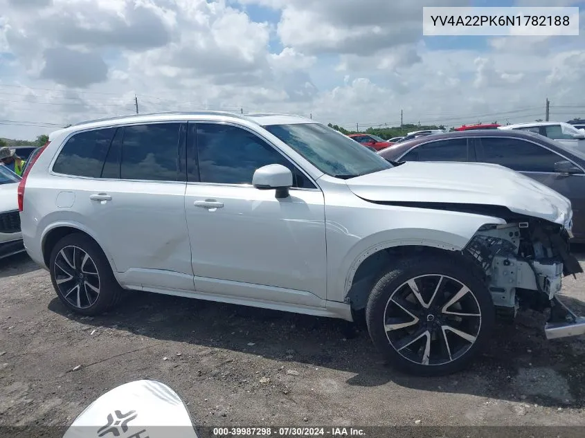 2022 Volvo Xc90 T6 Momentum 7 Passenger VIN: YV4A22PK6N1782188 Lot: 39987298