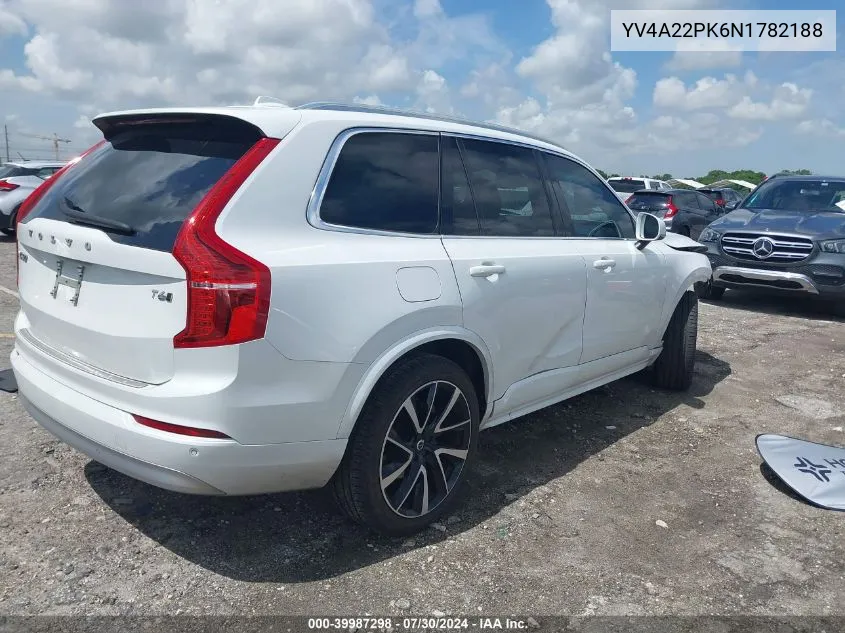 2022 Volvo Xc90 T6 Momentum 7 Passenger VIN: YV4A22PK6N1782188 Lot: 39987298