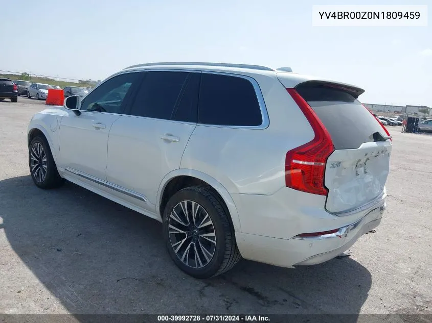 2022 Volvo Xc90 Recharge Plug-In Hybrid T8 Inscription Expression 6 Passenger VIN: YV4BR00Z0N1809459 Lot: 39992728