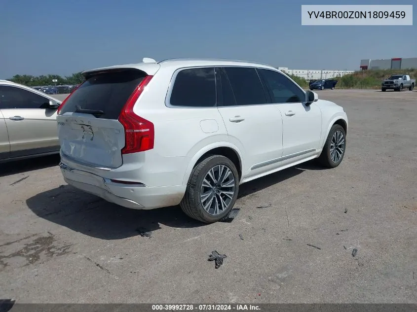 2022 Volvo Xc90 Recharge Plug-In Hybrid T8 Inscription Expression 6 Passenger VIN: YV4BR00Z0N1809459 Lot: 39992728