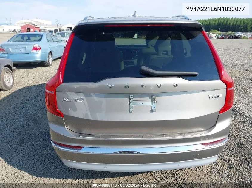 2022 Volvo Xc90 T6 Inscription 6 Passenger VIN: YV4A221L6N1830077 Lot: 40006118