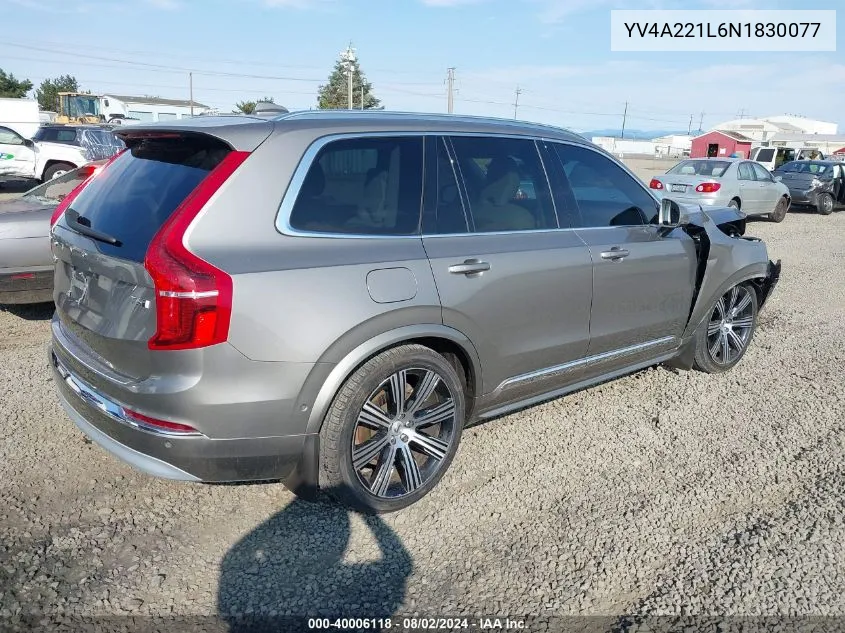 2022 Volvo Xc90 T6 Inscription 6 Passenger VIN: YV4A221L6N1830077 Lot: 40006118