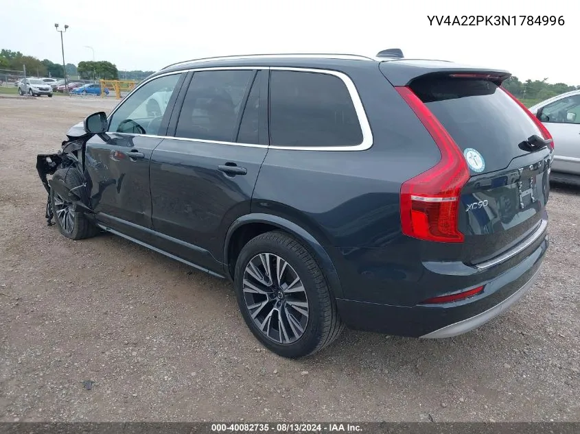 2022 Volvo Xc90 T6 Momentum 7 Passenger VIN: YV4A22PK3N1784996 Lot: 40082735